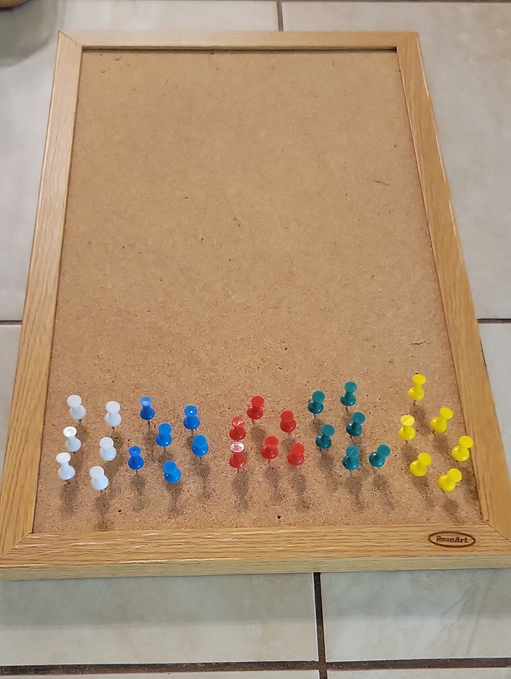 Rose Art 11x17in Framed Bulletin Cork Board With 30 Multicolored Thumb Tacks